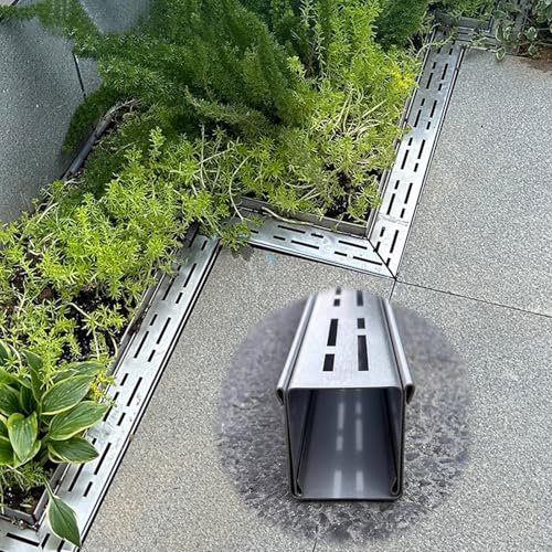 Edelstahl-Terrassen-Ablauf-Set für Hof-Regenrinne, Innen- und Außenbereich, Dekoration, 5,1 x 5,1 cm Entwässerungsk.