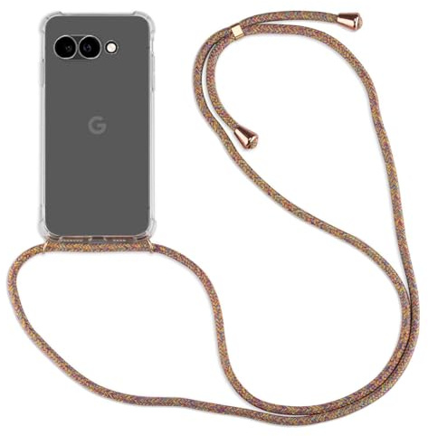 Handykette Hülle kompatibel mit Google Pixel 9A | Smartphone Hülle Case mit Band | Handyhülle Handyband zum Umhängen | Rainbow