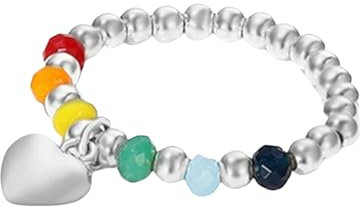 Regenbogen-Perlenring für Damen, Sommer-Fingerschmuck, Smiley-Gesicht, Herz-Design, bunt, verstellbar, stapelbar, Boho-Accessoires
