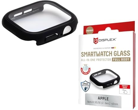 Full Body Schutzglas für Apple Watch SE3/SE2/SE (40mm) (10H) Echtglas, IP68 | DISPLEX Smartwatch Glass, All-in-One-Protector, Rundumschutz für Display & Gehäuse, wasserdicht, Snap-on-Montage, Ultra-Clear