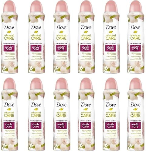 12x Dove Deospray Advanced Care Winter Care,Jasmin & Puderduft Antitranspirant 72 Stunden Schutz weiche Achseln 0% alkohol Deodorant mit Skin Hydration Technology,150ml (12er Pack)