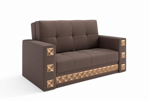 LIKMA Manila 3-Sitzer 161 cm Schlafsofa Braun, Schlafcouch mit Bettkasten – bodenschonender Klappautomat ohne Rollen, HR-Schaum, Gästebett, Liegefläche 130 × 188 cm