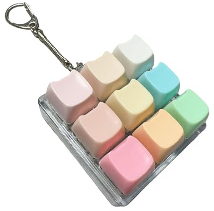 Fenteer -Zappelspielzeug, Klicker-Spielzeug, leichte Geschenke für Erwachsene, Würfel, mechanische en, Schlüsselanhänger, 9 Tasten, Regenbogenbär