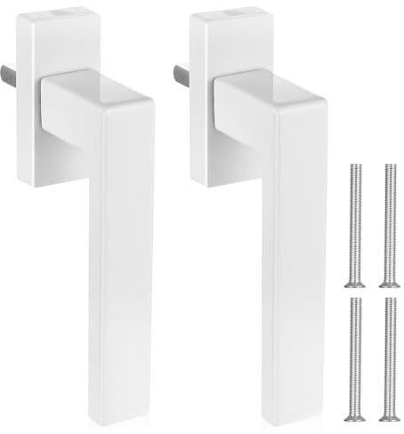 HAOCHEN 2 Stück Fenstergriffe Weiß, Aluminium Fenstergriff Weiß, Balkontürgriff, ergonomische Alu Fenster Griffe für Fenster Terrassen Balkontüren