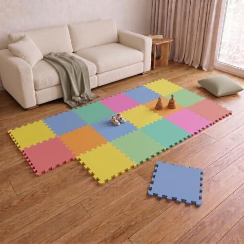 LittleTom Spielmatte Baby Puzzlematte Mint & Rosa - 18 Matten je 30x30 cm Krabbelmatte 180x90 cm Bodenmatte Kinder - Puzzle Teppich Kinderzimmer - Bodenschutzmatte Spielteppich - Eva Schaumstoffmatte