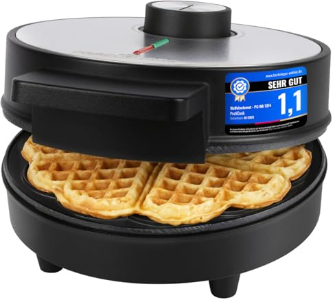ProfiCook® Waffeleisen Herzform | mit Antihaftbeschichtung | stufenloser Regler für Bräunung nach Wunsch | Waffle Maker | Herzwaffeleisen 1200 W | PC WA 1314