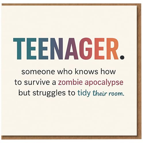 Funny Teenager Definition Birthday Card - Zombie Apocalypse But Struggles to Tidy Their Room - Humorous Card for Teens