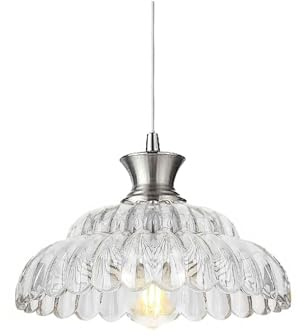 ZTTECH 25cm Vintage Glas Pendelleuchte höhenverstellbar E27 Hängeleuchte Hängelampe für Küche Kücheninsel Esstisch Schlafzimmer Wohnzimmer Flur (Silber + Transparent)