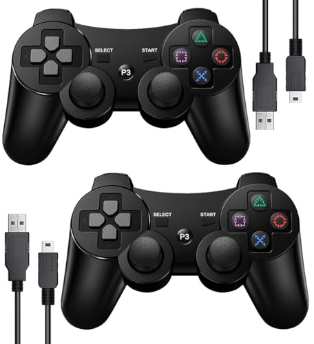 P3 Controller Wireless 2 Pack,Verbesserte Fernbedienung für P3,Schwarz | 6-Achsen Gyro Sensor,Doppelter Vibration,USB-Ladekabel