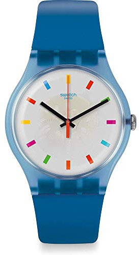 Swatch Herren Analog Quarz Uhr mit Silikon Armband SUON125