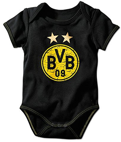 Borussia Dortmund Unisex Baby Bvb-babybody Emblem BVB Babybody, Schwarz, 62/68 EU
