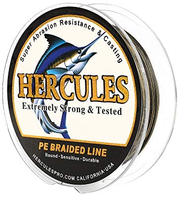 Hercules Super Cast 300M 328 Yards Braided Fishing Line 15 LB Test for Saltwater Freshwater PE Braid Fish Lines Superline 8 Strands - Camo, 15LB (6.8KG), 0.16MM
