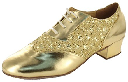 MGM-Joymod Herren Klassische Mode Schnürung Geschlossene Zehen Ballsaal Latein Modern, Gold,4.5cm Absatz -Größe: 45.5 EU