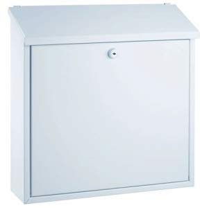 Alco Briefkasten Edelstahl 36x36x10cm weiß lackiert