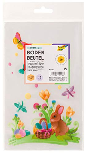 folia 476 - Bodenbeutel mit Oster-Aufdruck, 10 Stück, Größe L, ca. 14,5 x 23,5 cm, zum individuellen Verpacken von Keksen, Süßigkeiten und vielem mehr