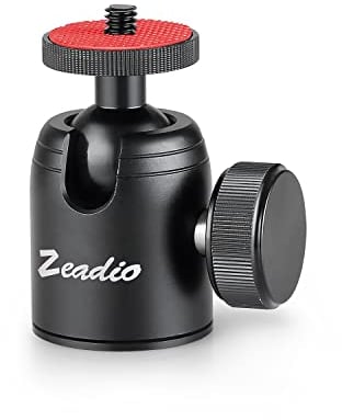 Zeadio Tripod Mini Ball Head, Metal Mount Adapter with 1/4 and 3/8 Thread Hole for Cameras, Camcorder, DSLR, Monopod, Slider, Tripod, Selfie Stick etc