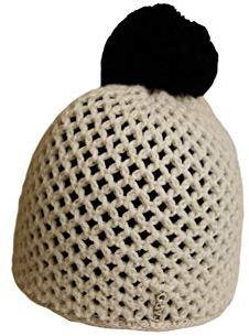 Capo winterwarme Strickmütze mit Bommel aus Wolle (Weiss)
