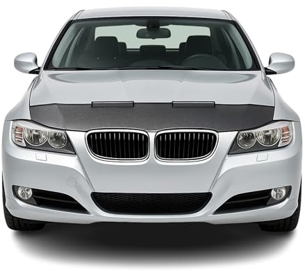 OMAC Haubenbra Halb für BMW 3er E90 E91 2005-2012 FL Vinyl Carbon | Steinschlagschutz, Carbon-Optik, fahrzeugspezifisches Design, Car Bonnet Bra