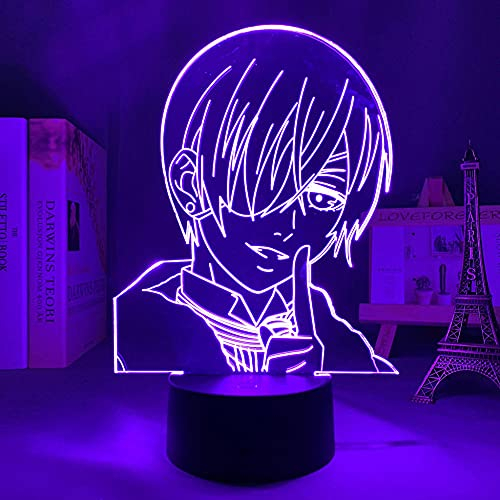 Lbvrgg Black Butler LED Nachtlicht für Kinder Schlafzimmer Dekoration Illusion Licht Geburtstagsgeschenk Anime Schlafzimmer Tischlampe-16 Farbe mit Fernbedienung