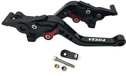 LongGreat Aluminium Kurz Kupplung Verstellbare Motorrad Bremshebel, 1 Paar Motorrad Mit Bremsfunktion Bremsgriff Aluminium Bremshebel Kupplungshebel Für Honda Forza 125 250 300 2010-2022+ (Schwarz,1)