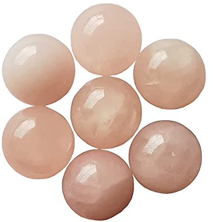 Manekieko 7 Pcs Natural Rose Quartz 2cm Crystal Sphere Ball Set,Feng Shui Chakra Aura Home Desk Decor Decorative Collection