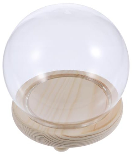 1 Pc Couvercle en Verre Sphérique Assiette à Fromage De Couverture en Verre De Fleur Piètement Rond en Bois Cloche en Verre Chiffre Couvercle en Verre Borosilicaté Nourriture