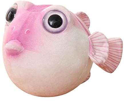 LICHENGTAI Kugelfisch Plüschtier, 26cm Tierfiguren Spielzeuge Weich Gefülltes Kuscheltier für Kinder Jungen Mädchen Kugelfisch Plüschtier Dekokissen für Sofa Couch Schlafzimmer Dekor Geschenke