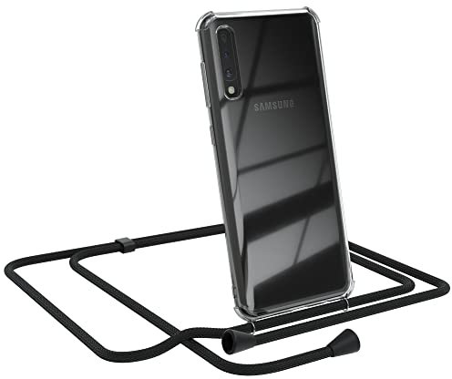 EAZY CASE Handykette kompatibel mit Samsung Galaxy A50 / A30s / A50s Handyhülle mit Umhängeband, Handykordel mit Schutzhülle, Silikonhülle, Hülle, Stylische Kette, Schwarz - Clips Schwarz