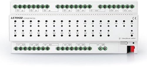 28 Kanal KNX Aktor/Schaltaktor · 28 x 10A Ausgänge · Aktor zum Schalten von Lampen, Steckdosen, TV ... · kompakt - 12TE in der Verteilung