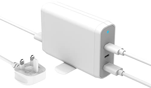 HotTopStar 140W USB C Power Adapter, 3-Port GaN Laptop Charger, USB C Fast Charger Compatible for MacBook Pro/Air, iPad Pro, Galaxy S22/S21, Dell XPS 13, iPhone 15/14/13 Pro Max, Pixel 6-White