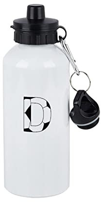 Yelolyio Bouteille d'eau de sport en aluminium texturé avec lettre initiale D blanche et noire, bouteille d'eau étanche pour la gym, le voyage, le vélo, le camping, 591 ml