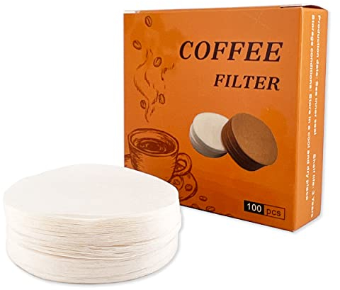 NEOUZA Coffee Paper Filter Round for Espresso Machine Portafilter Moka Pot 100pcs Unbleached Disposable Puck Screen (60mm)