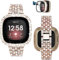 VISOOM Kompatibel mit Fitbit Sense/Versa 3 Armband für Damen mit Schutzhülle, Luxuriöse Bling Diamant Edelstahlband Ersatz für Fitbit Versa 3/Fitbit Sense,Roségold