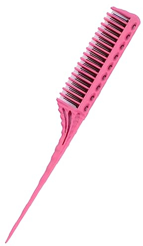 Toupierkamm Haarkamm Friseur Kamm Strähnenkamm Stielkamm Kamm Frauen 3 Etagen Toupierkamm Styling Kamm für Frauen Zurückkämmen Haarwurzeln Toupieren Antistatischer (Rosa)