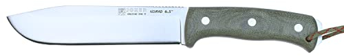 joker Coltello da caccia Nomad CV125, mango tela micarta, lama di 12,7 cm, fodero in pelle nera, include paracord, per la pesca, la caccia, l'escursionismo, il campeggio