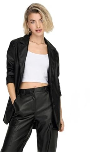 Only Onlheidi SUS SB Faux Leath Blazer CC Otw, Nero, M Donna