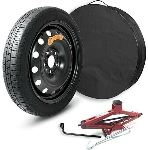 Kit ruotino di scorta NPK 17” con Cric, Chiave e Sacca per Nissan, Renault e Dacia 125/80 17 con cerchio in acciaio nero a 5 bulloni - 78K00R021D (R021)