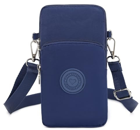 Dankforyou Handytasche zum Umhängen Damen, Schultertasche Handtasche Geldbörse Mini Tasche für Alltag Büro Schule Ausflug Einkauf, Blau neun