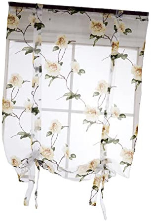 Alipis 1.6m Floral Roman Blind Sling for Semi Sheer Window Curtains Yellow for Living Bedroom Decor