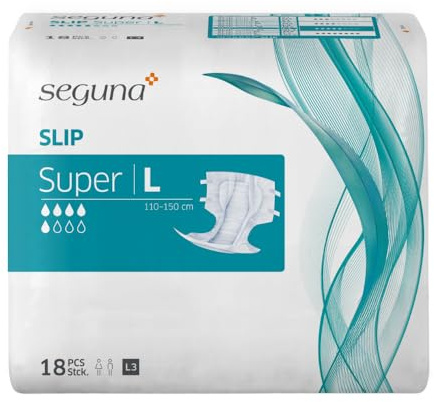 SEGUNA Slip Super, Inkontinenz Windeln für Erwachsene, Frauen, Männer, Windeln bei schwerer Blasenschwäche, Stuhlinkontinenz (L (Sparpaket 4 x 18 Stück))
