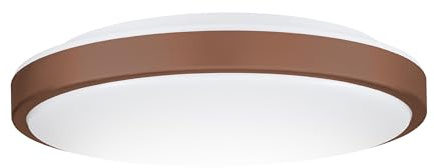 EGLO LED Deckenleuchte Lezuza, runde Deckenlampe, Lampe Decke Schlafzimmer | flache Aufbaulampe, Stahl und Kunststoff in Weiß und Braun, warmweiß, Ø 43 cm