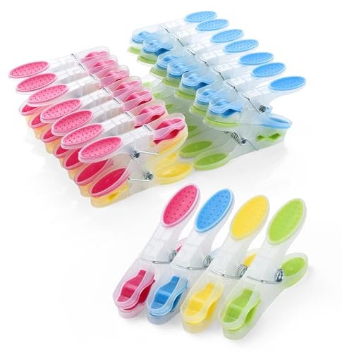 AiQInu Lot de 30 Pinces à Linge en Plastique, Antidérapantes Epingle a Linge, Multicolores Clip avec Rembourré Doux pour Serviettes Chaussettes Underwears et Vêtements