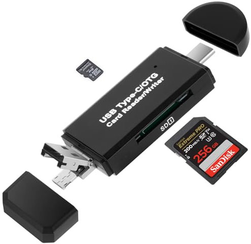 AXFEE SD Card Reader, 3-in-1 SD Card Reader, USB C SD Card Reader, Memory Card Reader, for Micro SD/SDHC/SDXC/MMC, Compatible with Mac, Macbook, i-Phone 15, Camera, Android Phone etc