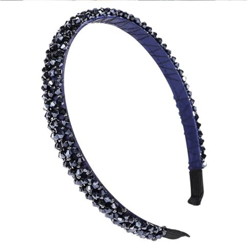 BIRLOZA Haarreif für Damen mit Kristallperlen Stirnband Haarschmuck Haarreifen Dunkelblau