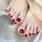 False Toenails - Acrylic Stick on Toe Nails - Cherry Red Fake Toenails with Glue Press on Nail for Toe for Women and Girls Fashion Nail Tips Home DIY