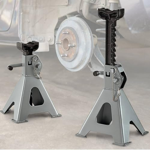 TANGZON Jack Stands, 2PCS Axle Stands Support with Adjustable Heights, Heavy Duty Base & Handle Lock, 1 Pair SUV Sedan Coupe UTV Vehicle Lifting Garage Stands(with Safety Pin, 4500LBS/2 Tonnes, Grey)