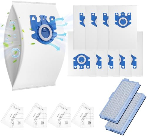 10 Staubsaugerbeutel für Miele Staubsauger& 2 Hepa Filter für Miele, 3 Stück 3D Efficiency GN Staubsaugerbeutel und SF-HA 50 Filter, Miele Zubehörset Staubsauger
