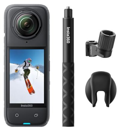 Insta360 X4 Ski Bundle - 8K Waterproof 360 Action Camera, 4K Wide-Angle Video, Invisible Selfie Stick, Removable Lens Guards, 135 Min Battery Life, AI Editing, No microSD Card