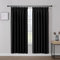 Joydeco Gardinen mit Kräuselband Vorhänge Blickdicht 2 Stück H 225 x B 132 cm Schienensystem Schwarz Verdunkelungsvorhang Thermovorhang Kälteschutz Schlafzimmer Blackout Curtains