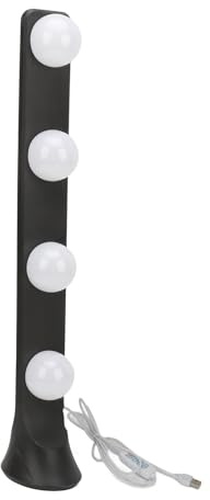 Denash Kosmetikspiegelleuchte, 4 LED-Lampen, Tragbares Make-up-Licht mit 3 Farbtemperaturen, Helligkeit, Dimmbare Tischspiegelbeleuchtung für die Badezimmerverschönerung (BLACK)